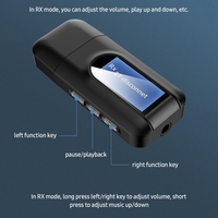 Adaptateur audio BT 5.0 Adaptateur récepteur et émetteur 2 en 1 avec affichage visuel LCD Plug and Play Compatibilité étendue Noir