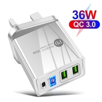 Adaptateur de charge rapide 36W PD C-harger F-ast avec 3 ports de charge USB Voyage C-hargers Portable pour voyage en plein air