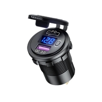 Adaptateur de chargeur de voiture PD et dispositif de charge rapide USB à double port avec affichage de la tension pour camion de voiture 12-24V SUV RV