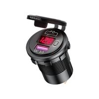 Adaptateur de chargeur de voiture PD et dispositif de charge rapide USB à double port avec affichage de la tension pour camion de voiture 12-24V SUV RV