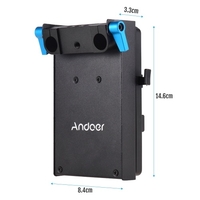 Adaptateur de plaque de batterie V-Lock Andoer à montage en V avec pince de tige double trou de 15mm Adaptateur de batterie factice LP-E6 pour BMCC BMPCC Canon 5D2 / 5D3 / 5D4 / 80D / 6D2 / 7D2 pour moniteur audio Enregistreur Microphone