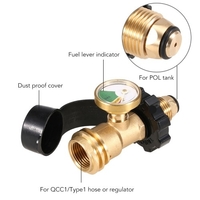 Adaptateur de réservoir de propane Lixada Réservoir de sécurité en laiton massif avec soupape de régulation POL Converti en tuyau de régulateur QCC1 / Type1 avec indicateur de jauge