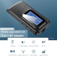 Adaptateur sans fil Bluetooth 5.0 Émetteur récepteur audio 3, 5 mm Aux Jack 2 en 1 USB Bluetooth Dongle avec écran LCD pour TV PC