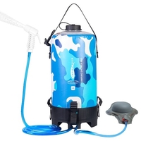 AFISHTOUR 12L sac de douche de Camping Portable avec pompe à pied et tuyau de pomme de douche