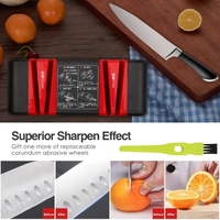 Aiguiseur de couteaux électrique professionnel Affûteurs de coupe automatiques multifonctionnels avec biseau de 15 degrés rainures brutes et fines pour couteaux dentelés droits Ciseaux Broyeur de cuisine avec brosse propre