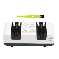 Aiguiseur de couteaux électrique professionnel Affûteurs de coupe automatiques multifonctionnels avec biseau de 15 degrés rainures brutes et fines pour couteaux dentelés droits Ciseaux Broyeur de cuisine avec brosse propre
