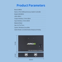 AIMOS AM-KM202 2 ports USB contrôleur de commutateur synchrone prise en charge clavier souris entrée 2 PC contrôleur de commutateur de commande synchrone