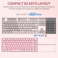 Ajazz AK33 82 touches clavier mécanique filaire USB monochromatique rétro-éclairage blanc clavier de bureau de jeu rose avec commutateurs bleus