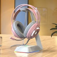 Ajazz AX120 casque filaire USB 3, 5 mm casque de jeu stéréo casque antibruit avec micro unité de pilote 50 mm rose