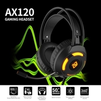 Ajazz AX120 Casque Lumineux 3.5mm Connecteur USB Audio 50mm Surround Bass Sound Music Casque Microphone Omnidirectionnel Doux Respirant Écouteurs Écouteurs pour Ordinateur De Bureau Jeux