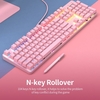 Ajazz clavier mécanique souris combo clavier de jeu filaire USB ensemble de souris 104 touches clavier lumière mixte rose (interrupteur rouge)
