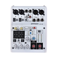 Ammo AM-6R Carte son 8 canaux Console de mixage mixte audio numérique Prise en charge fantôme intégrée à 48V Alimenté par 5V Power Bank avec adaptateur secteur Câbles USB pour l