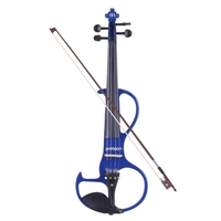 Ammo-Ménage Taille totale 4/4 Bois massif Électrique Silencieux Violon Fiddle Style-3 Ebony Fingerboard Pegs Chin Rest Tailpiece avec Bow Hard Case Tuner Casque Rosin Extra Strings & Bridge