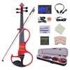 Ammo-Ménage Taille totale 4/4 Bois massif Électrique Silencieux Violon Fiddle Style-3 Ebony Fingerboard Pegs Chin Rest Tailpiece avec Bow Hard Case Tuner Casque Rosin Extra Strings & Bridge