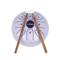 ammoon 5, 5 pouces Mini tambour de langue en acier 8 notes C Key Handpan Drum Chinese Zodiac Patterned Tank Drum Percussion Instrument with Bag Music Book Mallets (Dog Pattern & Light Purple Color)
