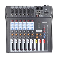ammoon 60 s-USB 6 canaux Mic Audio Mixer Mixing Console 3 bandes EQ USB XLR d’entrée 48V Phantom Power adaptateur secteur