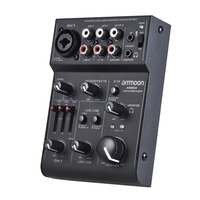 ammoon AGE03 Mélangeur à console de mixage micro-ligne à 5 canaux mini avec interface audio USB Effet écho intégré USB alimenté pour l