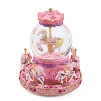 ammoon Carousel Horse Music Box Snow Globes Changement de couleur LED Lumière