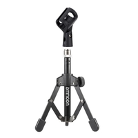 ammoon MS-12 Mini Pliable réglable Bureau trépied Microphone Stand avec MC3 Mic Clip Holder Support pour réunions Conférences Podcasts