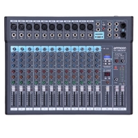ammoon MX-1200USB-BT Console de mixage 12 canaux Console de mixage 16 effets DSP intégrés + alimentation fantôme 48 V