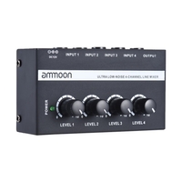 ammoon MX400 Ultra-compact Low Noise 4 canaux Ligne Mono Audio Mixer avec adaptateur d