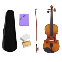 ammoon taille 1/4 violon violon acoustique solide épinette Front Board flamme érable placage en bois naturel pour interprète étudiant débutant avec chiffon de nettoyage en cas colophane