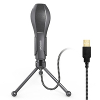 Ammoon USB filaire microphone à condensateur micro avec bureau mini trépied pour ordinateur portable jouant à des jeux ordinateur studio enregistrement en ligne discuter chant