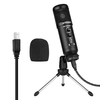 ammoon USB Microphone à condensateur Kit micro pour ordinateur avec mini trépied en métal de bureau