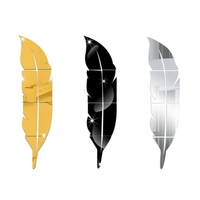Amovible Adhésif 3D Feather Miroir Salon Chambre Salle de bain Bâton Decal Accueil Party Decoration Art mureaux bricolage 6pcs