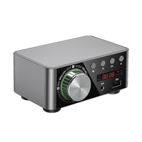 Amplificateur numérique HIFI BT5.0 Mini ampli audio stéréo 100W Récepteur audio de puissance sonore double canal AMP stéréo USB AUX pour Home Cinéma Lecteurs de cartes TF USB Prise américaine noire