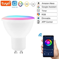 Ampoule intelligente GU10 tasse de lumière LED 5W RGB + WW + CW Support Tuya Alexa Google Home IFTTT commande vocale à distance LED lampe de gradation