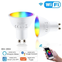 Ampoule intelligente WiFi LED 5W 90-265V 2800K-6200K+RGB GU10 Dimmable Light Phone APP Télécommande Compatible avec Alexa Google Home pour le contrôle vocal,  3pack