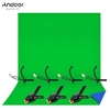 Andoer 1.5 * 2M / 4.9 * 6.6ft Studio de photographie Toile de fond bicolore Écran de fond lavable Matériau polyester-coton avec 3 pinces pour toile de fond 4 pièces Clips élastiques,  bleu et vert 2-en-1
