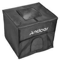 Andoer 40 * 35 * 35 cm pliable photographie Studio lumière LED tente Kit Softbox avec 2 panneaux lumineux 3 couleurs décors adaptateur sac de transport