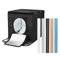Andoer 40cm/16 pouces Tente de Lumière LED Pliable Tablette Portable Boîte à Lumière Studio Photo 126pcs LED Perles 5500K Température de Couleur Luminosité Réglable avec 5pcs Toiles de Fond de Couleur (Blanc/Noir/Gris/Bleu/Orange) pour la Photograp