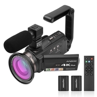 Andoer 4K/60FPS 48MP WiFi Ensemble de Caméra Vidéo Numérique 1 Caméscope Enregistreur + 1 Microphone + 1 Télécommande + 2 Piles + 1 Objectif de Caméra avec Zoom 16X 3 Pouces Écran Tactile IR Infrarouge Night Sight Cold Shoe Mount