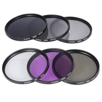 Andoer 67mm Lens Filter Kit UV + CPL + FLD + ND (ND2 ND4 ND8) avec le chiffon Carry Pouch Holder / Cap Lens Cap / Objectif / Tulip & Rubber Parasoleils / Nettoyage