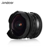 Andoer 7, 5 mm F2.8 Objectif fisheye à mise au point manuelle 180° Ultra grand angle à grande ouverture Objectif à monture E Compatible avec Sony APS-C Frame ILDC Camera A6600 A6100 A6400 A6500 A6300 A6000 5100 A77II