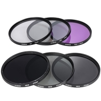 Andoer 77mm Lens Filter Kit UV + CPL + FLD + ND (ND2 ND4 ND8) avec le chiffon Carry Pouch Holder / Cap Lens Cap / Objectif / Tulip & Rubber Parasoleils / Nettoyage