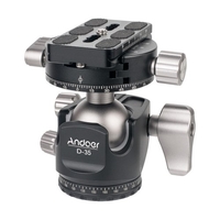 Andoer D-35 Double tête panoramique à profil bas Usinage CNC tête de trépied à tête sphérique en alliage d