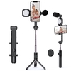 Andoer F3 Smartphone Vidéo Kit Téléphone Vidéo Rig avec Lampe Vidéo LED Rechargeable + Mini Microphone + Trépied Extensible Selfie Stick