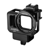 Andoer G9-4 Action Camera Cage vidéo Boîtier de protection en plastique Vlog Boîtier de protection avec double support de chaussure froide 55mm Adaptateur de filtre Extension Accessoire de remplacement pour GoPro Hero 9