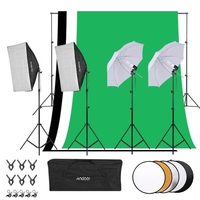 Andoer Kit de photographie 1.8m * 2.7m Backdrops en coton noir blanc vert