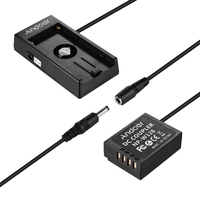 Andoer NP-W126 Coupleur de batterie factice avec câble droit + support de plaque de batterie NP-F970 F750 compatible avec les appareils photo Fuji X-A1/X-A2/X-A3/X-E1/X-E2/X-M1/X-Pro/ X-T1/X-T2/X-T10/HS33EXR/HS35EXR/HS50EXR
