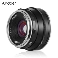 Andoer Objectif à mise au point manuelle 25 mm F1.8 à grande ouverture compatible avec Fujifilm Fuji X-A1/X-A10/X-A2/X-A3/X-AT/X-M1/X-M2/X-T1/X-T10/ X-T2/X-T20/X-Pro1/X-Pro2/X-E1/X-E2/X-E2s Caméras sans miroir à monture FX