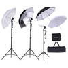 Andoer Photo Studio Kit 2 * 2m Light Stand + 3 * 45W Bulb + 2 * 83cm Translucent White Soft Umbrella +2 * 83cm Black & Silver Umbrella + 1 * 80cm Light Stand + 3 * Bulb Swivel Socket avec 1 sac de stockage d