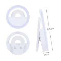 Andoer Portable Mini Clip-on Fill-in 36 LED selfie Anneau Lampe Nuit Utilisation de la lumière supplémentaire 3 modes w / batterie intégrée USB rechargeable pour iPhone 7/7 Plus / 6s / 6s Plus / 6/6 plus Samsung Smartphone PC Samsung Smartphone ordina