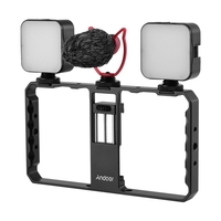 Andoer Smartphone Video Rig Grip avec Rig Dual LED Light Microphone