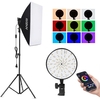 Andoer Studio Photography RGB Softbox Lighting Kit APP Control avec 20 * 28 pouces Softbox * 1 / 50W 3200K-5500K RGB Light * 1 / 2M Light Stand * 1 pour la prise de vue de portrait en direct