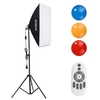 Andoer Studio Photography Softbox RGB LED Light Kit Including 20*28 Inch Softbox * 1/ 5500K 35W LED Light * 1/ Color Filters * 3(Red/Yellow/Blue)/ 2M Light Stand * 1/ Wireless Remote Control * 1 for Live Streaming Portrait Product Shooting